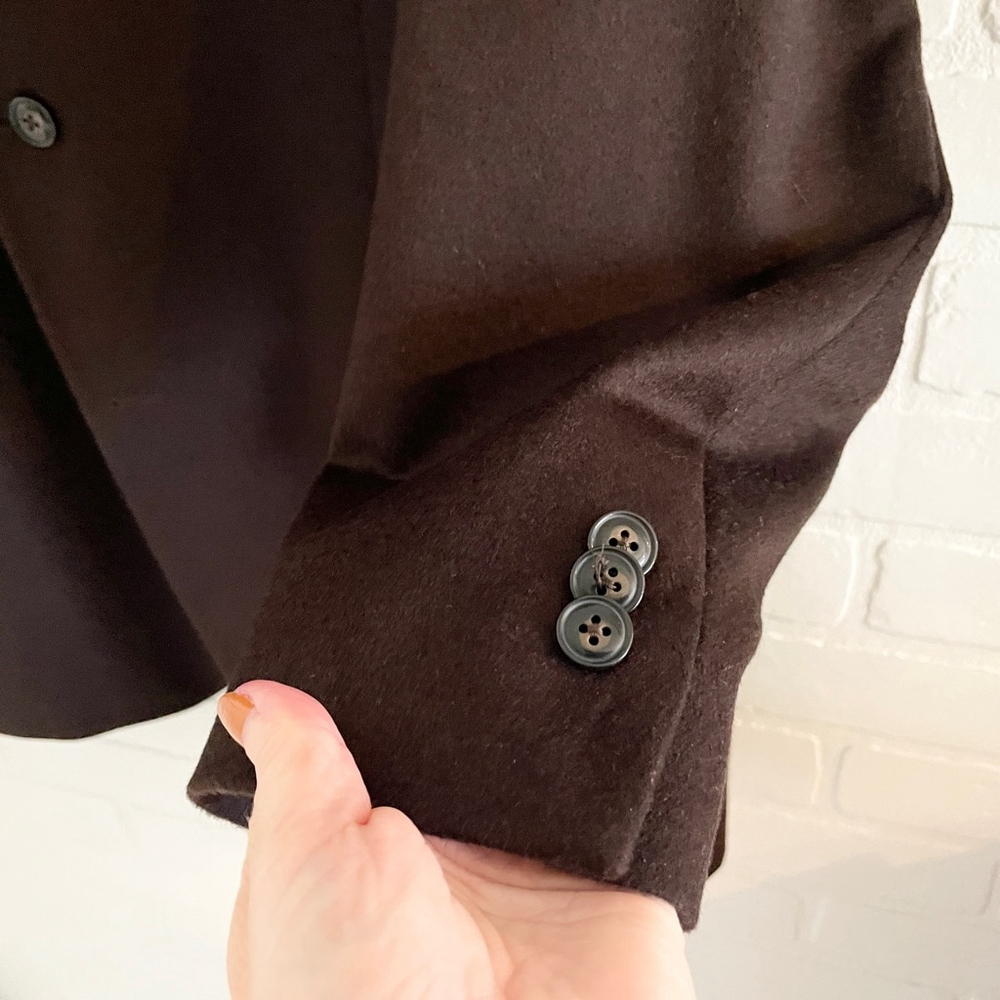 S.C. Soft Men’s Blazer Santo model Cashmere Wool Silk Brown Chocolate Size 46T - Picture 6 of 15
